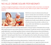 Creme solari , neonati e rischi del sole