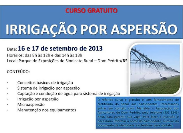 CURSO GRATUITO: IRRIGAÇÃO POR ASPERSÃO 