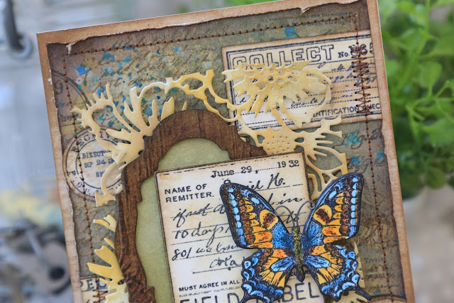 Field Notes Butterfly Card by Juliana MIchaels featuring Tim Holtz Stamper's Anonymous Field Notes Stamp Set