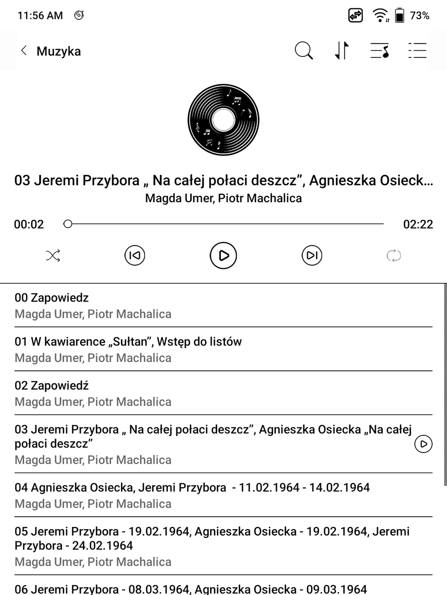 Odtwarzacz muzyki w Onyx Boox Page