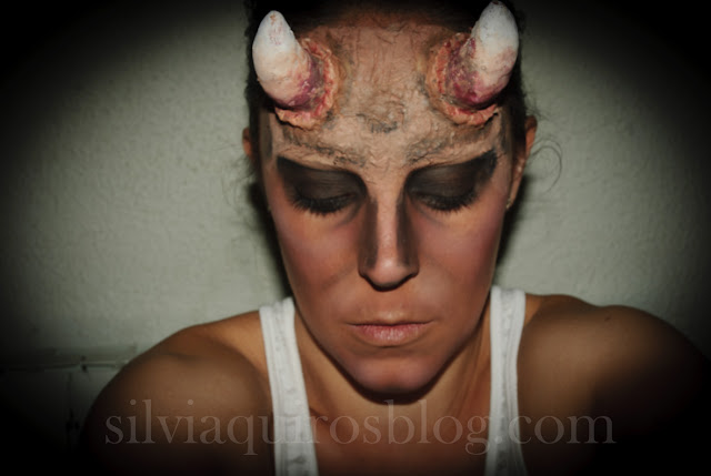 Maquillaje Halloween 4: Diablo con cuernos, Halloween Make-up 4: Debil with horns, special effects, efectos especiales, Silvia Quirós