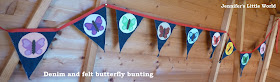 Denim and felt butterfly bunting