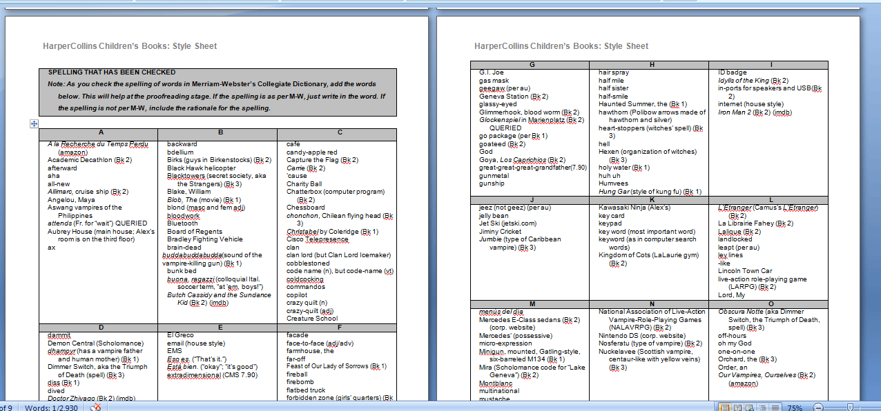 Alex Van Helsing 3 Revisions and Style Sheet