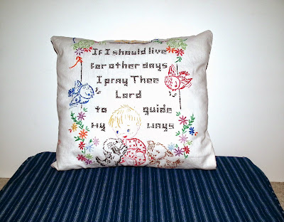 Vintage linen pillow for nursery