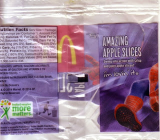 Back of McDonald's The Amazing Spider-Man 2 apple slices wrapper