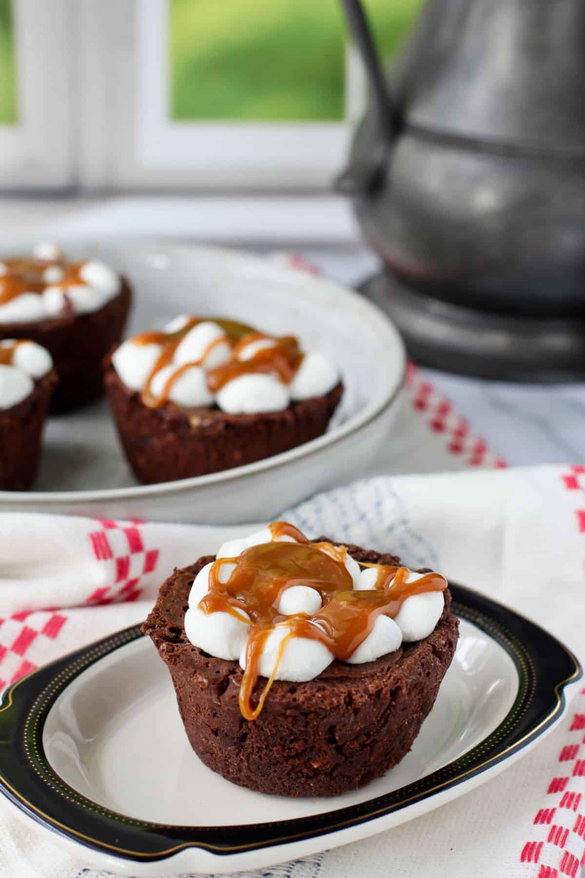 Heart of Darkness Brownies on a plate and in a bowl.