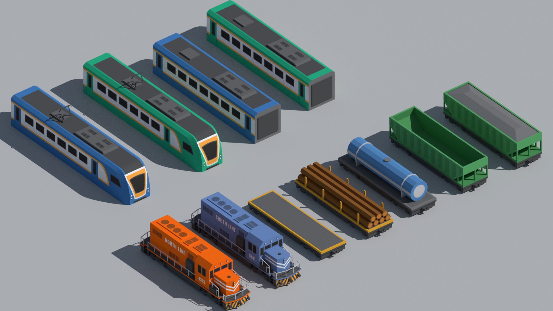 Low Poly polygon car truck vehicles