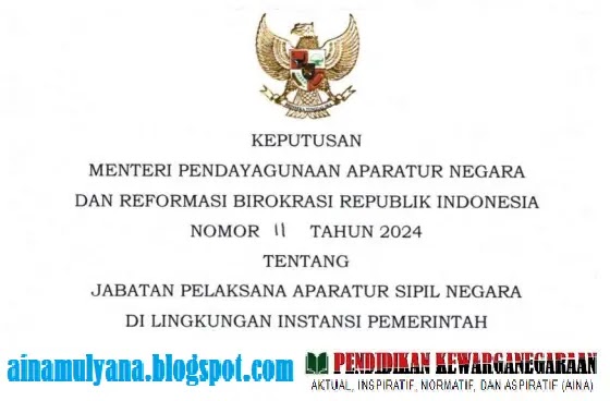 Kepmenpan RB Nomor 11 Tahun 2024 Tentang Jabatan Pelaksana ASN Di Lingkungan Instansi Pemerintah