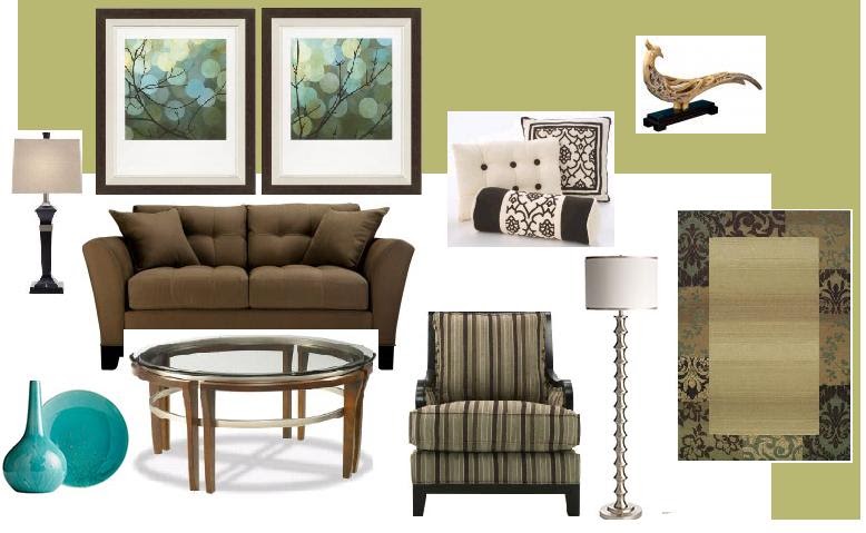 Joy Of Decor  Living  Room  Green  Walls  Brown Sofa
