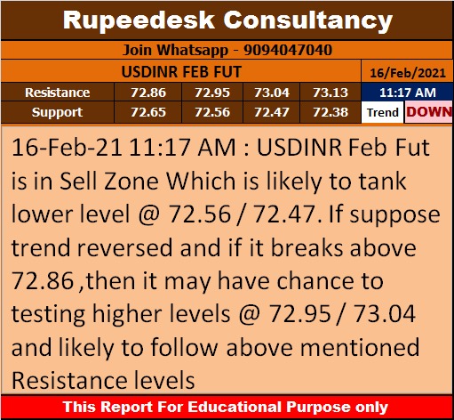 USDINR Feb Fut Trend Update - Rupeedesk Reports