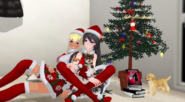 Anna y Krista, dibujos anime, están a los pies de un árbol de Navidad con muchos libros, entre ellos, Mekronos