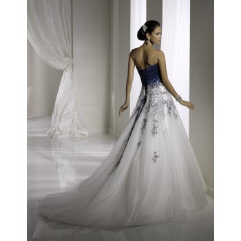 wedding dresses with blue accents