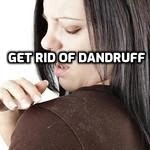 get rid of dandruff.A woman looks at the shell of the head on her shoulder