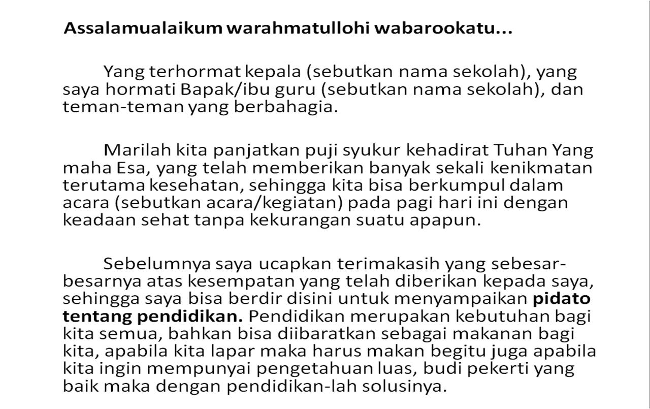 Pidato Tentang Pendidikan Dalam Acara Resmi  KURSI BUNDAR 