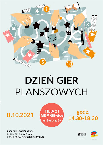 Plakat promujący popołudnie z grami planszowymi