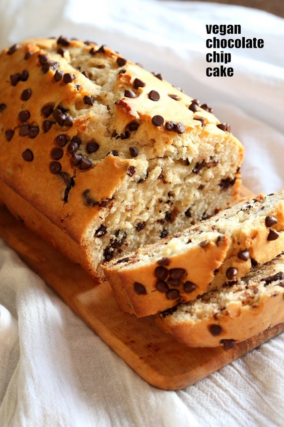 Vegan Chocolate Chip Cake Recipe. This Chocolate Chip Quick Bread is super easy and popular to everyone. Add seasonal berries, make cupcakes, add a streusel for variation. Vegan Soyfree Nutfree Recipe.