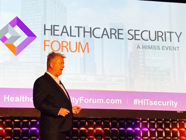 Richard Staynings addresses the audience at the HIMSS Healthcare Security Forum 2017