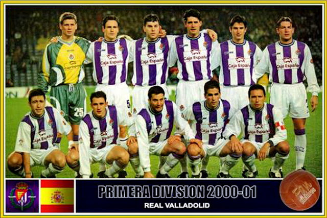 REAL VALLADOLID C. F. Temporada 2001-01. Bizarri, García Calvo, Jesús, Caminero, Pachón, Heinze. Marcos, Antonio López, Torres Gómez, Fernando y Eusebio. F. C. BARCELONA 3 REAL VALLADOLID 1. FECHA: 13/01/2001. COMPETICIÓN: Campeonato de Liga de 1ª División, jornada 18. ESTADIO: Nou Camp, Barcelona, España, 35.000 espectadores. GOLES: 1-0: 52’, Kluivert. 1-1: 54’, Caminero. 2-1: 90+2’, Guardiola. 3-1: 90+4’, Rivaldo.