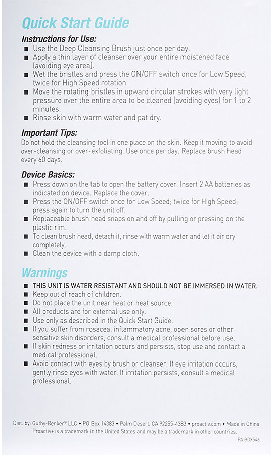 Proactiv Deep Cleansing Brush Instructions