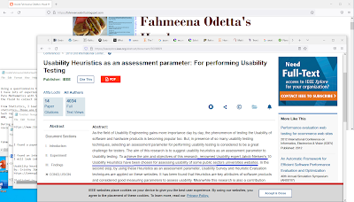Screenshot of journal article on use of Nielsen's usability heuristicseena Odetta Moore -1