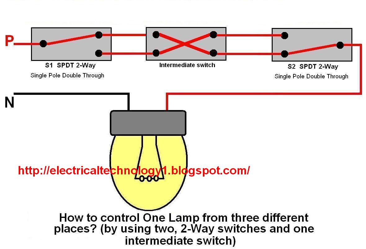 2 way switch: How to control One Lamp from three different places?