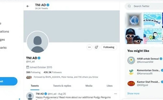 Akun Twitter TNI AD Dibajak