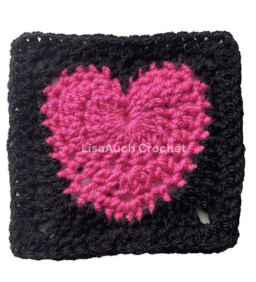 crochet heart in center square