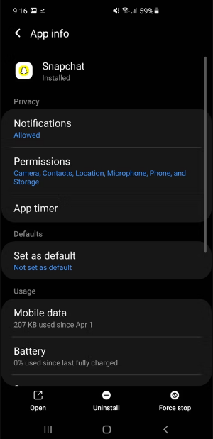 اضغط على إشعارات Snapchat في Android