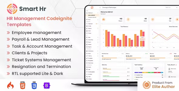 Best HR, Payroll, Project & Employee Management Admin Dashboard Template