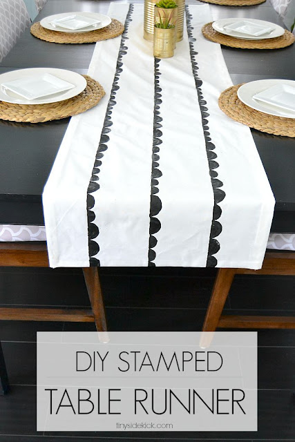 Scalloped stamped table runner