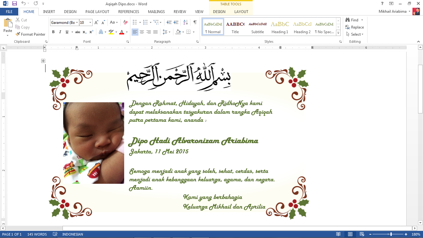 Download template kartu ucapan aqiqah