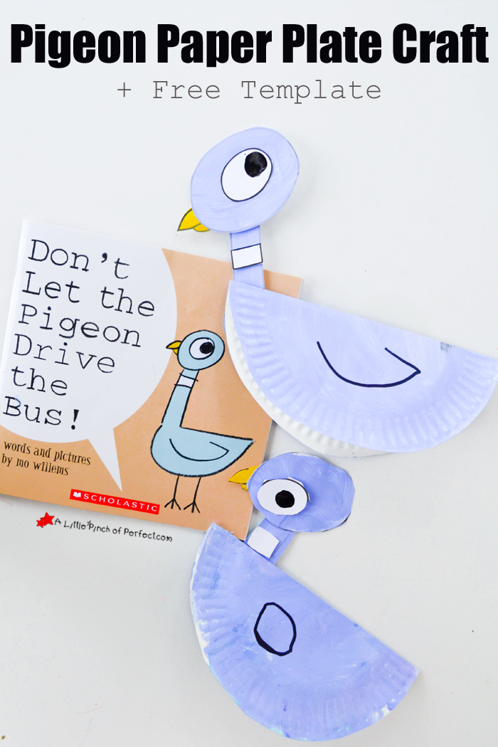 Pigeon Paper Plate Craft and Printable Template Inspired by Mo Williems