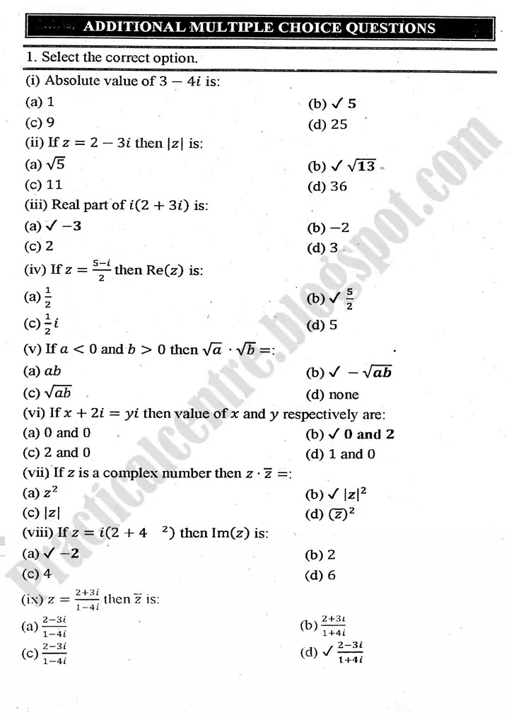 complex-numbers-multiple-choice-questions-1