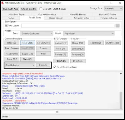 Redmi Note 7 Pro Pattern Unlock without Data Loss UMT