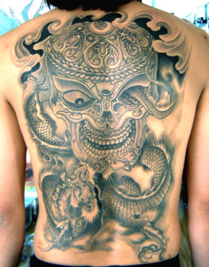skull tattoo, dragon free design