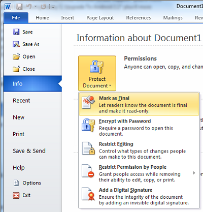 office2010 Melindungi Dokumen pada Office 2010 sebelum anda share