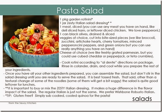 pasta salad recipe card