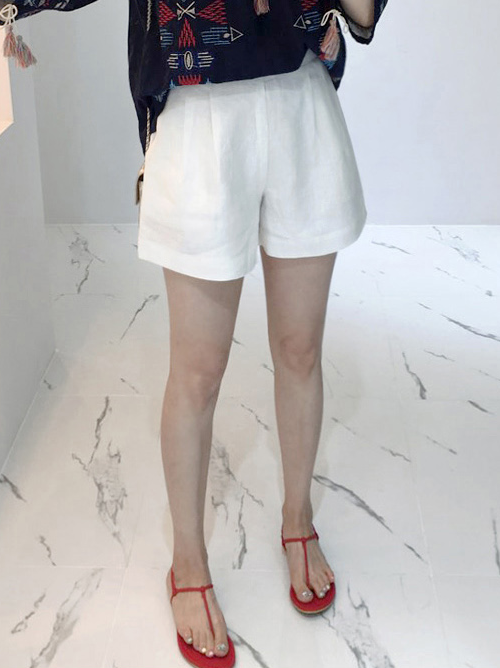  Linen Semi-Elastic Waist Shorts