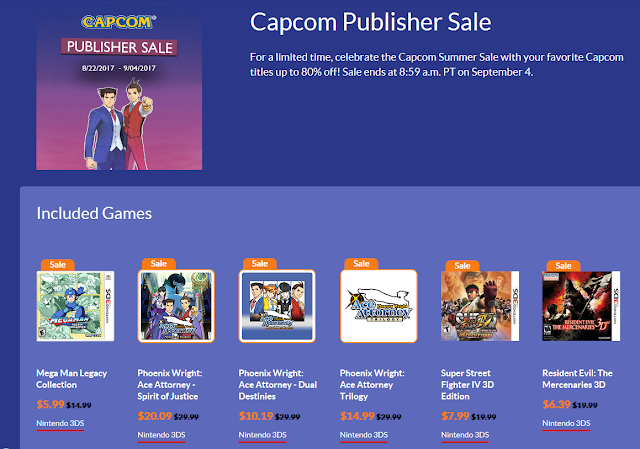 Capcom Summer Sale 2017 Publisher Phoenix Wright Ace Attorney discounts Nintendo eShop 3DS