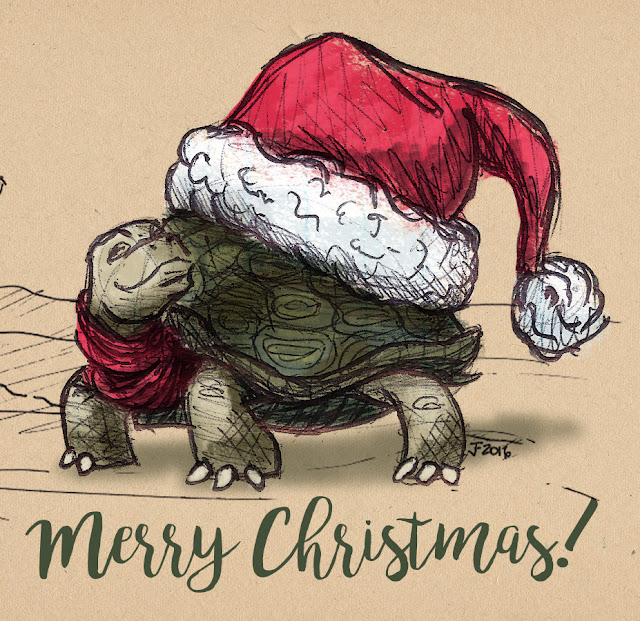 Merry Christmas Turtle Sketch by JFleming 2016