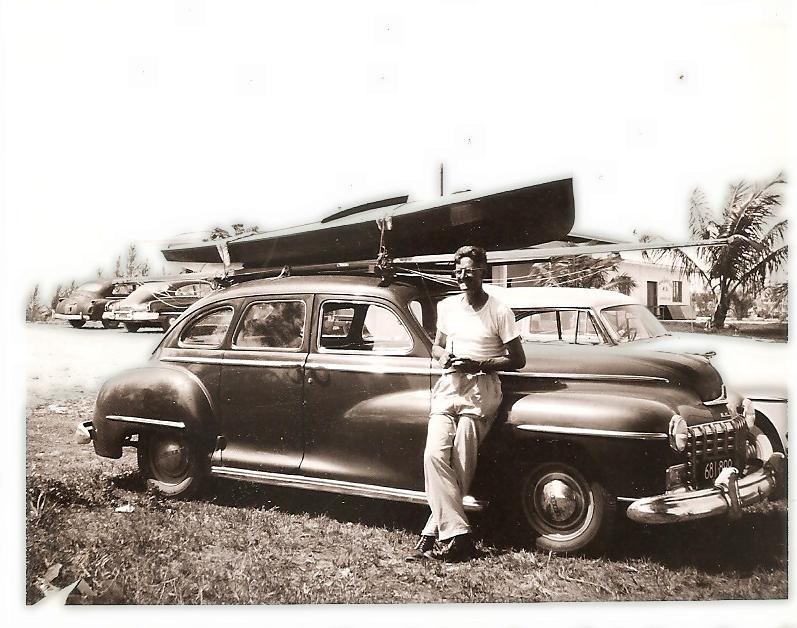  mid1950s shows the finished boat on top of Charlie's 1948 Dodge sedan
