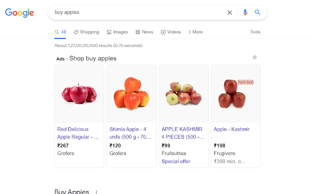 google results for 'buy apples'