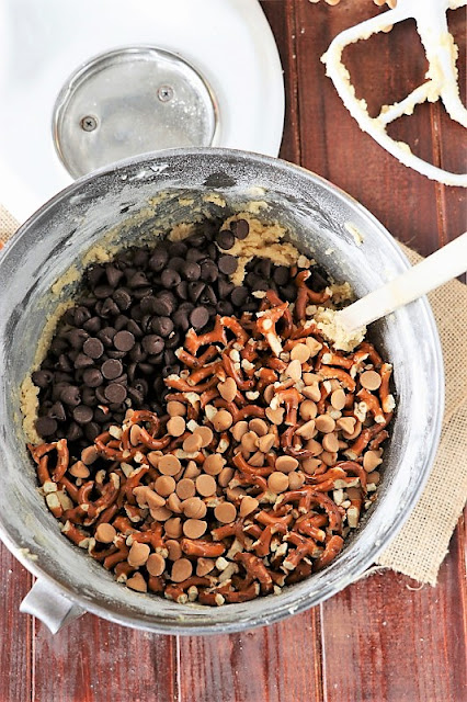 Cookie Dough with Chocolate Chips, Peanut Butter Chips, and Pretzels Image