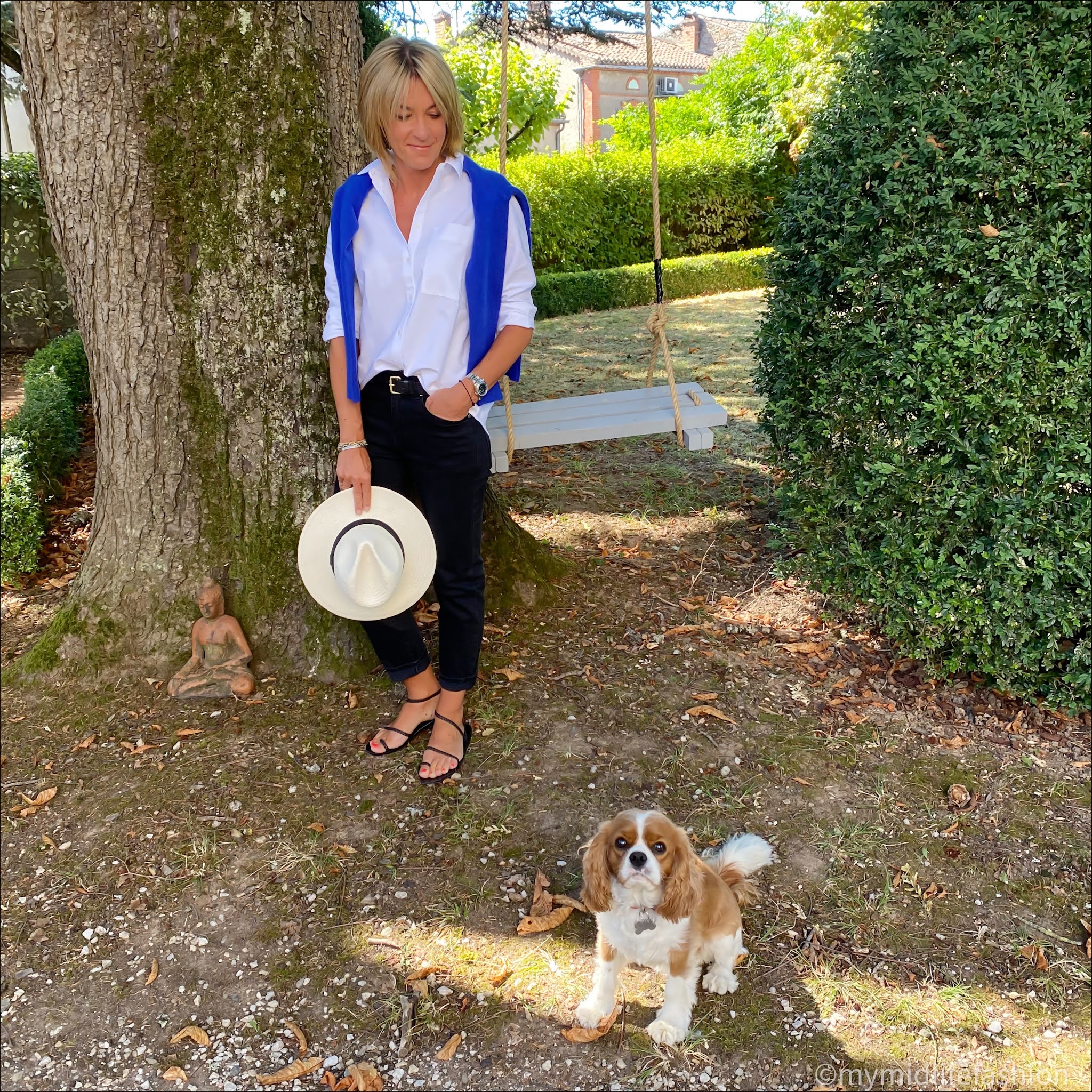 my midlife fashion, baukjen the boyfriend jeans, baukjen Rhiannon v neck jumper, buakjen heather organic cotton shirt, zara Panama hat, boden classic leather belt, Ancient Greek sandals