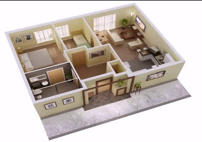 Single Floor House Design 3d