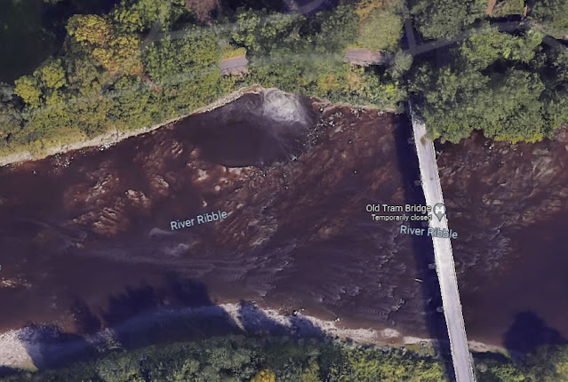 River Ribble Delph at Avenham Seen on Satellite Imagery
