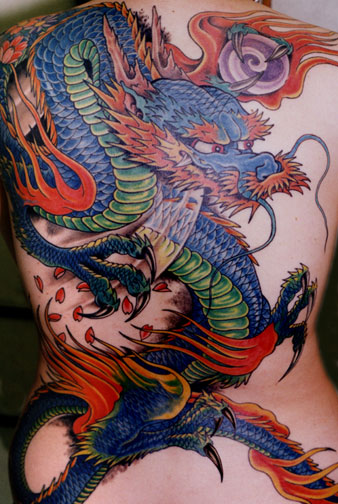 Dragon tattoos on body