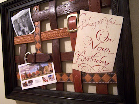 repurposed leather belt message board http://bec4-beyondthepicketfence.blogspot.com/2011/02/belted-inspiration.html