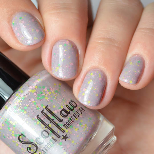 grey jelly nail polish with candy glitter