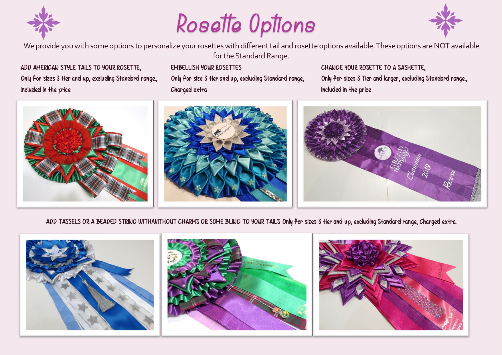 show printing available Quality Rosettes Handmade 3 tier various colours 